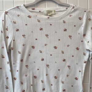 No Comment Studio White Floral Knit Long Sleeve Top